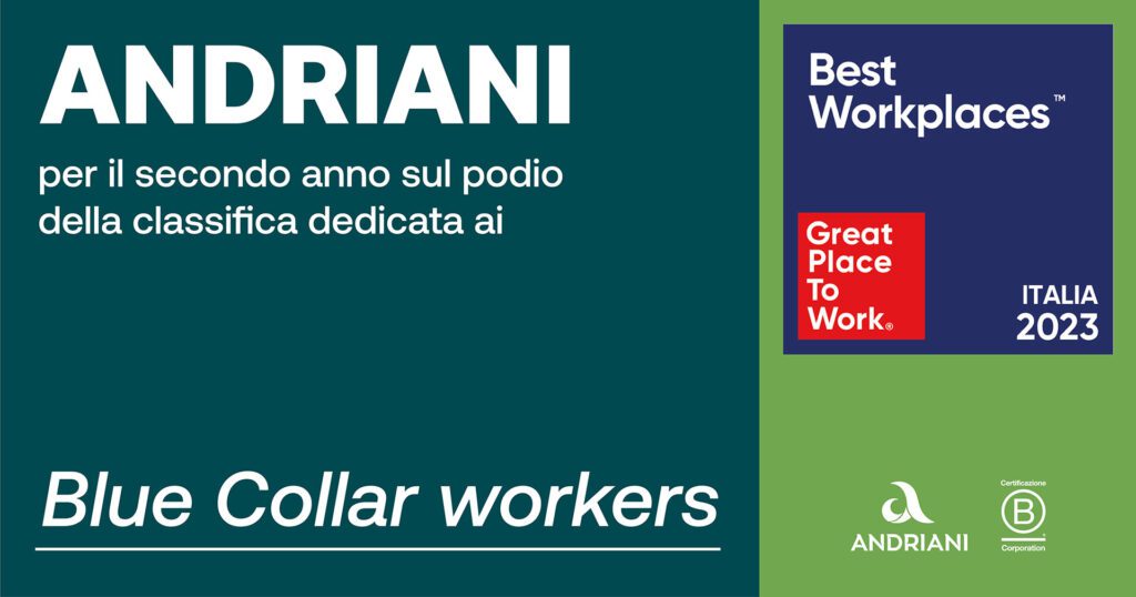 Andriani per il secondo anno nella classifica best workplace for blue collar